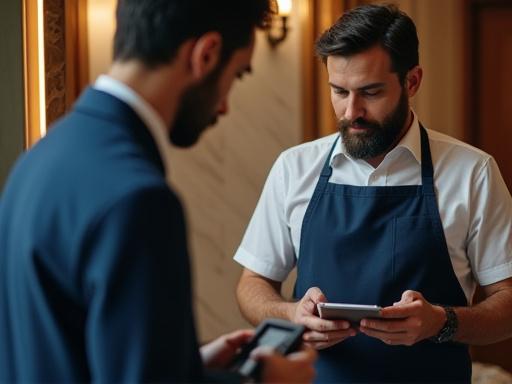 Barbiere che discute i dettagli del servizio con un cliente